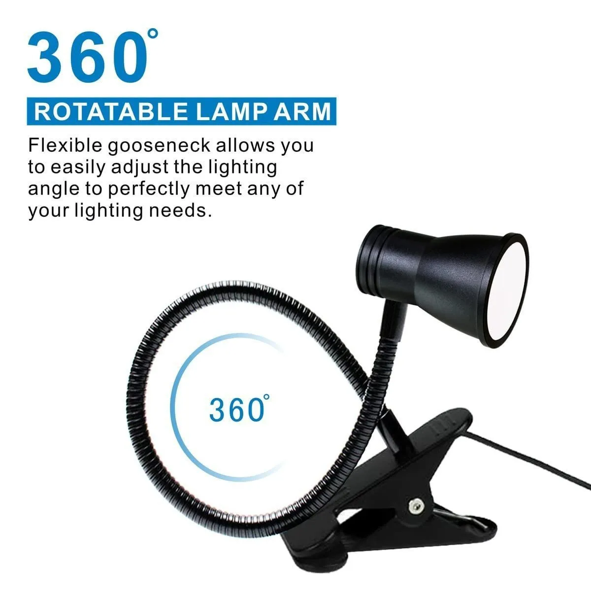 3Colors Horn Type LED Desk Lamp With Clamp Base Adjustable Gooseneck USB Clip Lamp Cupboard Desk Bedside Small Book Lamp image 2