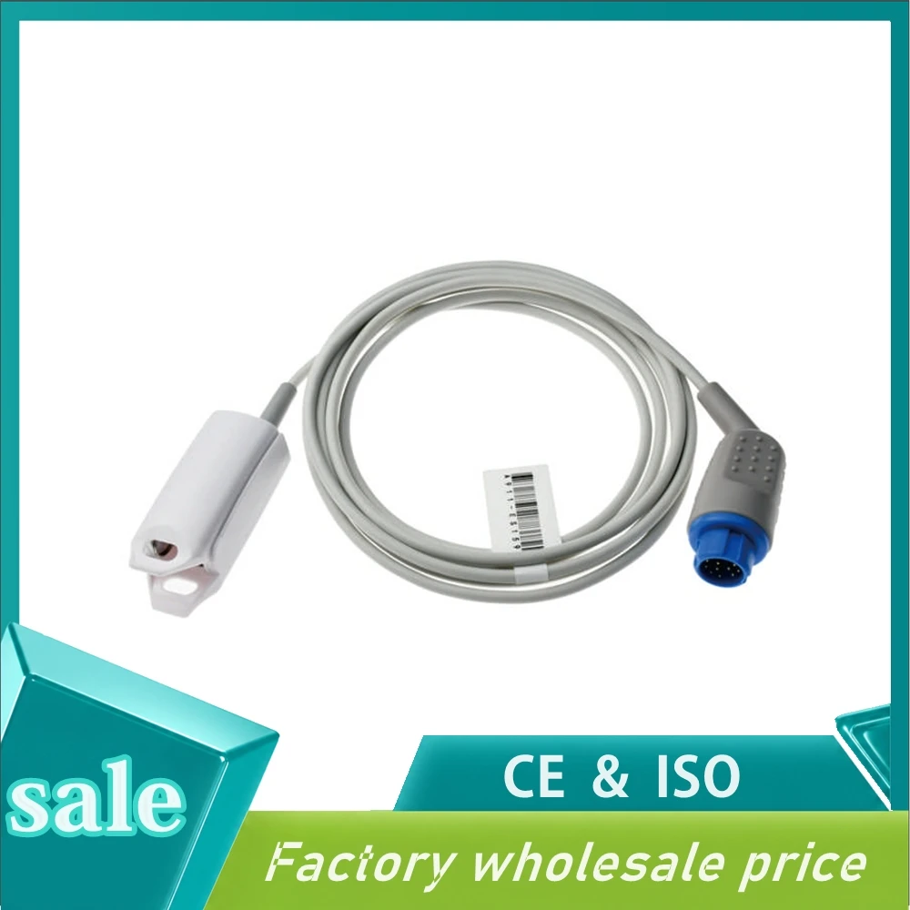 

For Phili,12pin Patient Monitor Child Neonate Finger Clip Ear Clip Silicone Long Cable Reusable Oxygen Sensor Medical Sensor