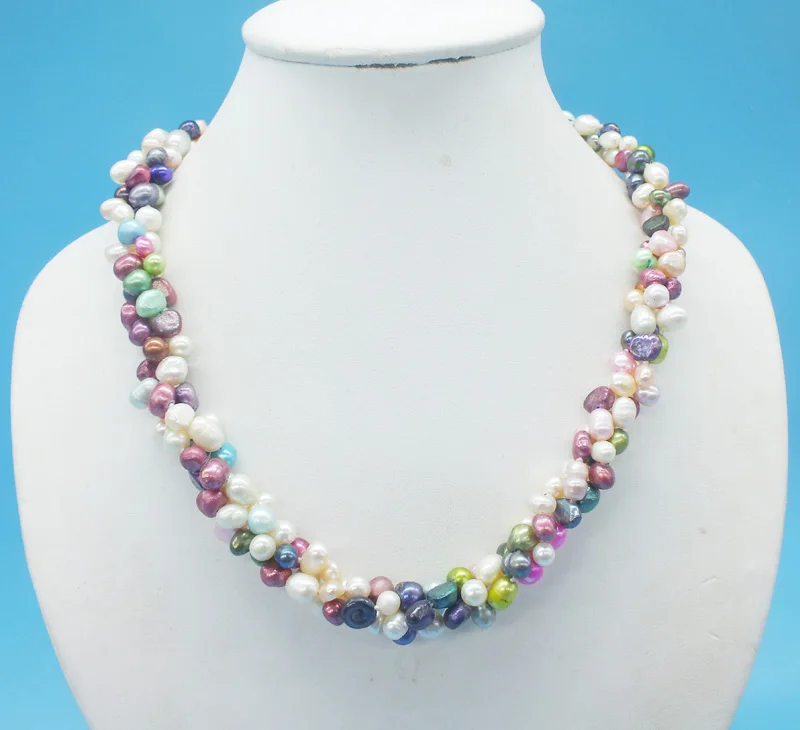 Natural mixed color pearl necklace 21