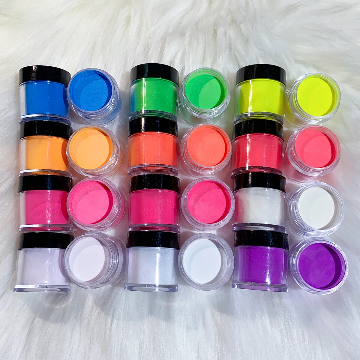 12Jars/set Luminous Colorful Acrylic Powder 3IN1 Glow in the Dark Acrylic Powder 10g*12PCS Extension/Carving Manicure Powder