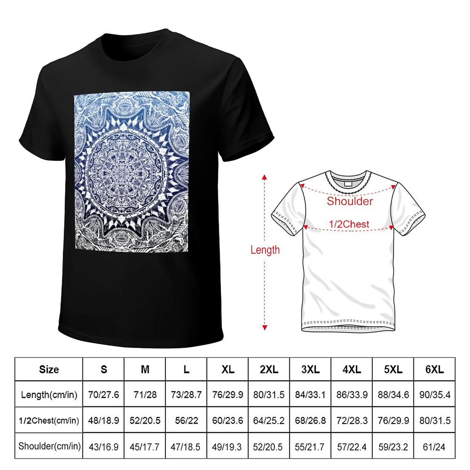Blue Gradient Mandala Pattern T-Shirt luxury clothing labubu graphics anime t shirts football t shirt mens designer clothes