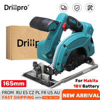 Drillpro 165mm Electric Circular Saw Wood Cutter Adjustable Blade Cutting Saw Woodworking Power Tool for Makita 18V Battery