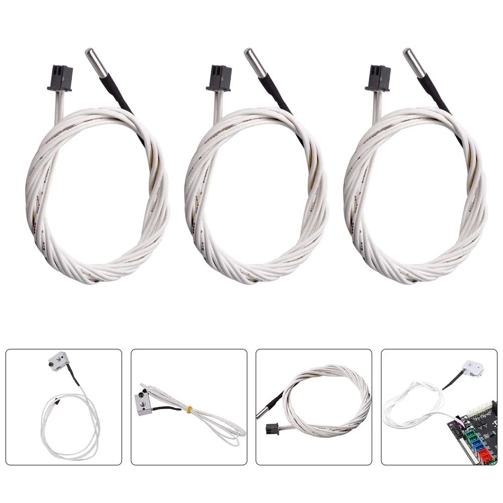 

5pcs NTC100K Thermistor Sensor 3D Printer Hot End Thermal Resistor High Temp 350C 1m Wires Precision Measurement Stainless Steel