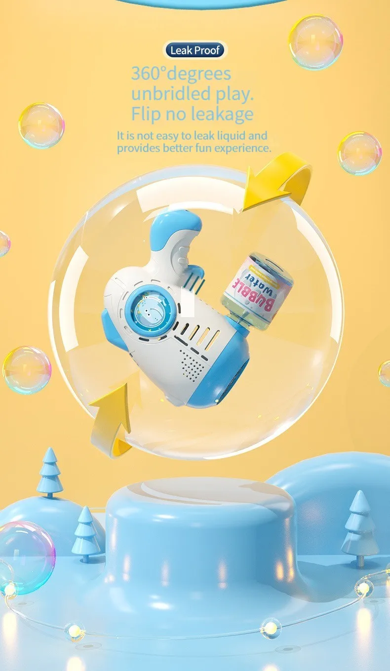 Electric Bubble Machine Flashing Light Music Automatic Bubble Blower Soap water Bubbles Maker Gun for Children Kid Outdoor Toys