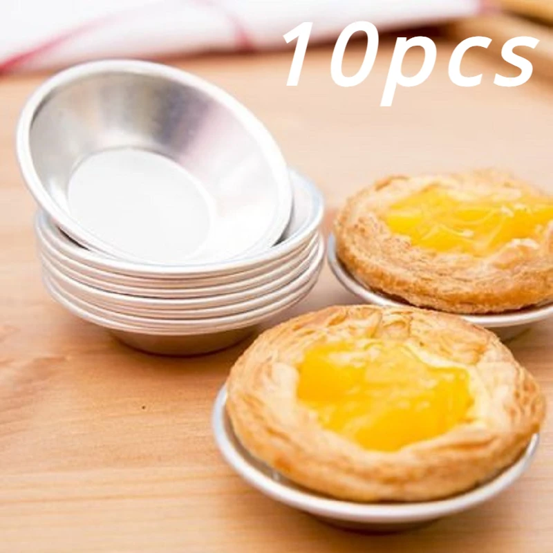 10Pcs Reusable Aluminum Alloy Egg Tart Mold Baking Accessories Cookie Pudding Mould Mooncake Mold Baking Tools