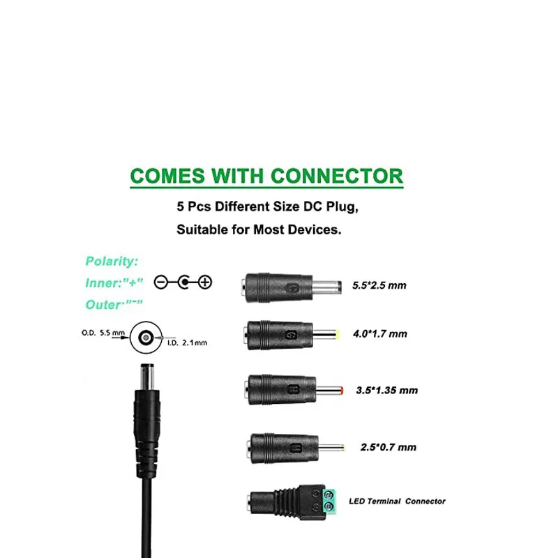 24V 1.5A Power Supply Adapter,100~240V AC to DC 24 Volt 1.5 Amp Converter with 5 Tips for LED Strip Light CCTV WiFi Camera