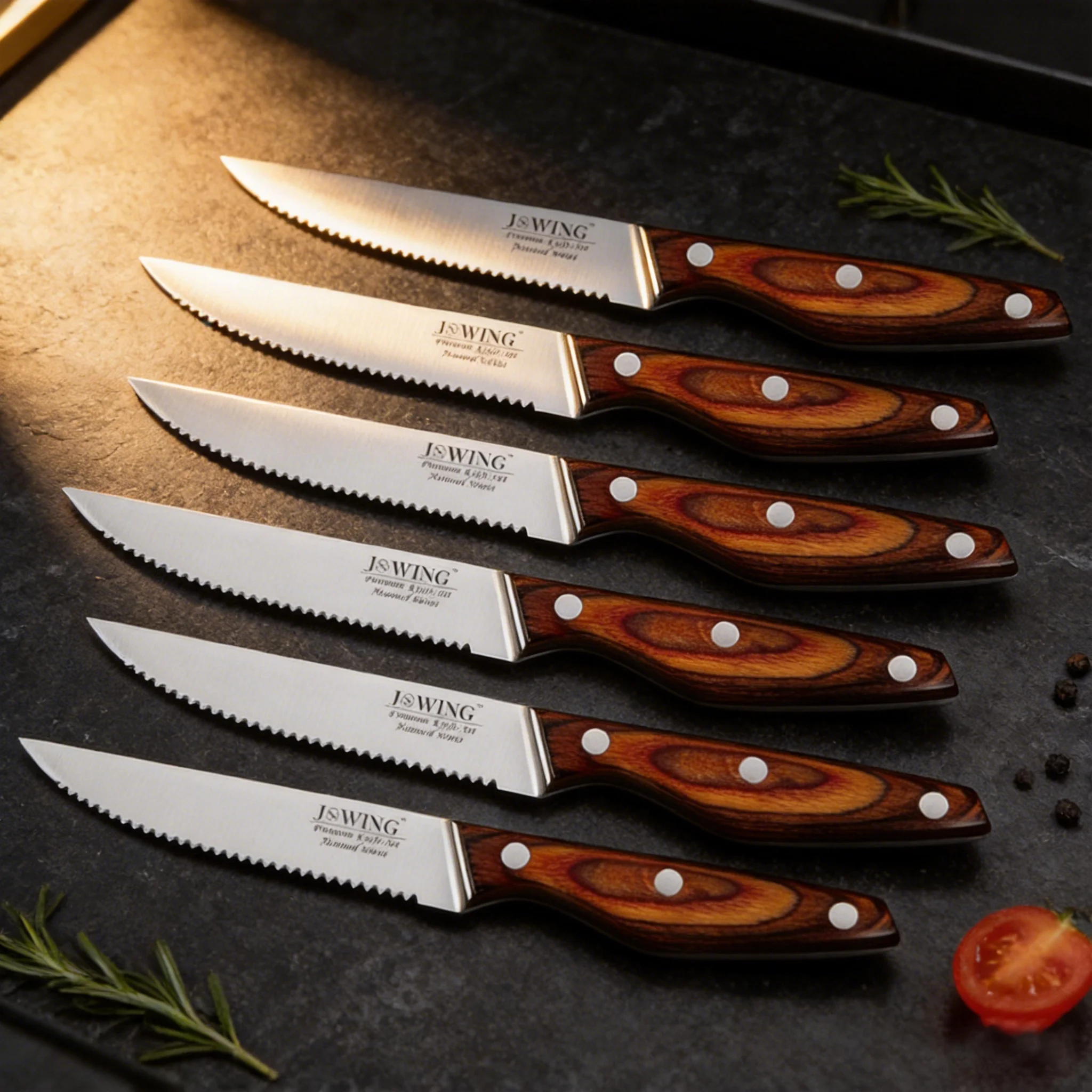 2/4/6/8-piece steak knife set, kitchen serrated bread knife, professional restaurant knife, solid wood handle kitchen knife