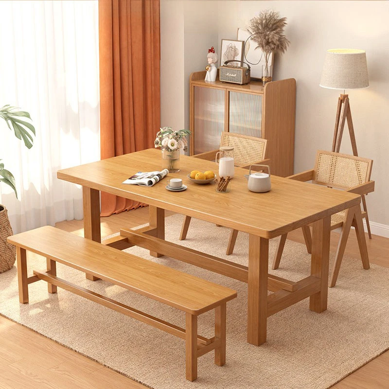 

Nordic solid wood dining table and chairs combination hotel B&B long table household small apartment rectangular dining table