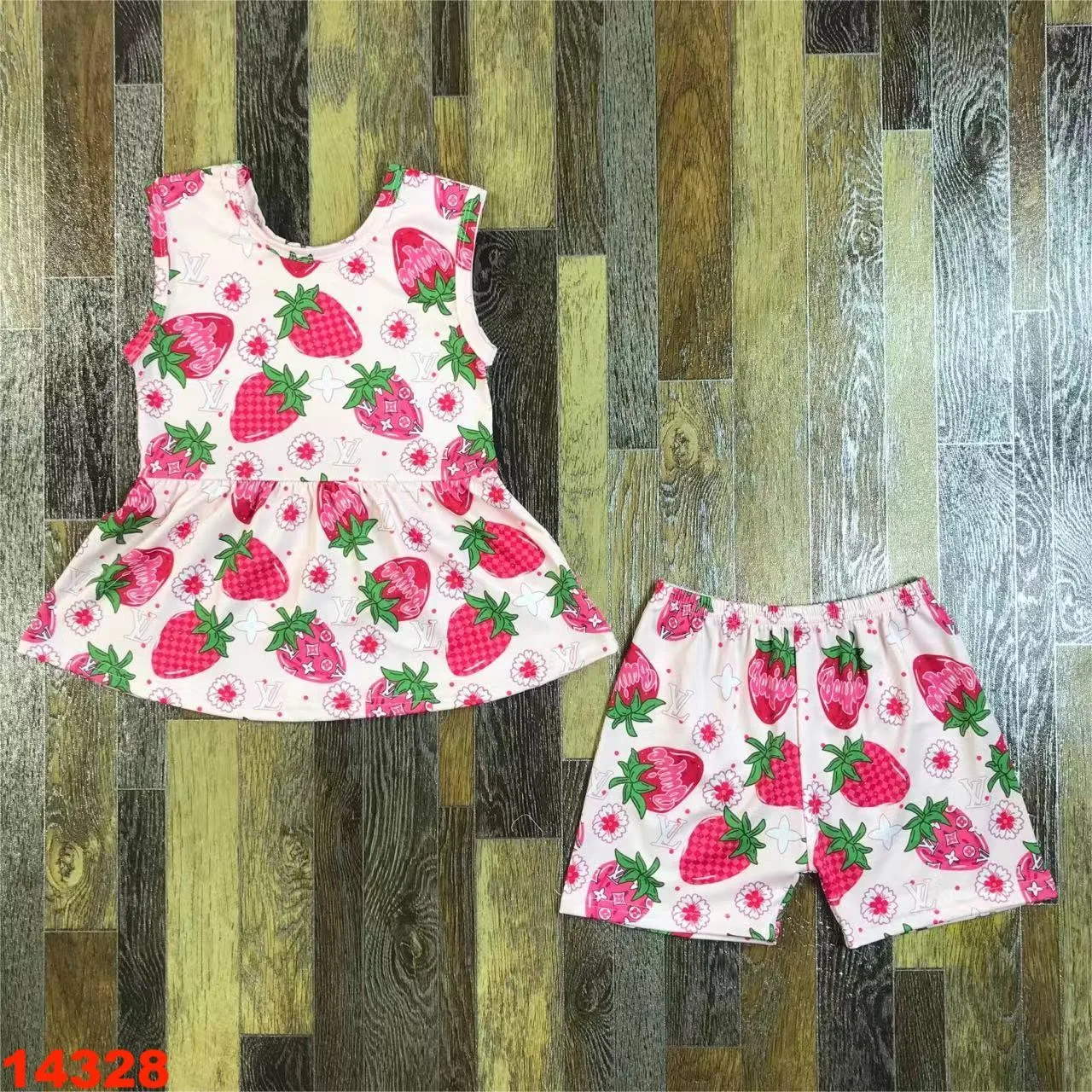 Summer Girls baby dress + shorts two-piece set cotton  for girl   Strawberry Cute 2024 new Children's clothing for girl Hot se