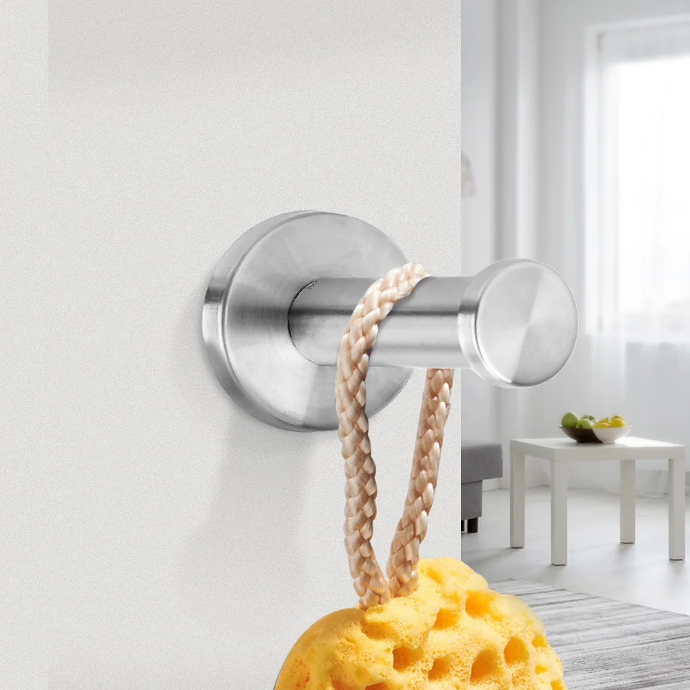 Clothes Robe Hooks for Towels Bag Coat Hanger with Screws Round Tube Stainless Steel Bathroom Hardware Bathroom Door Hanger Hook