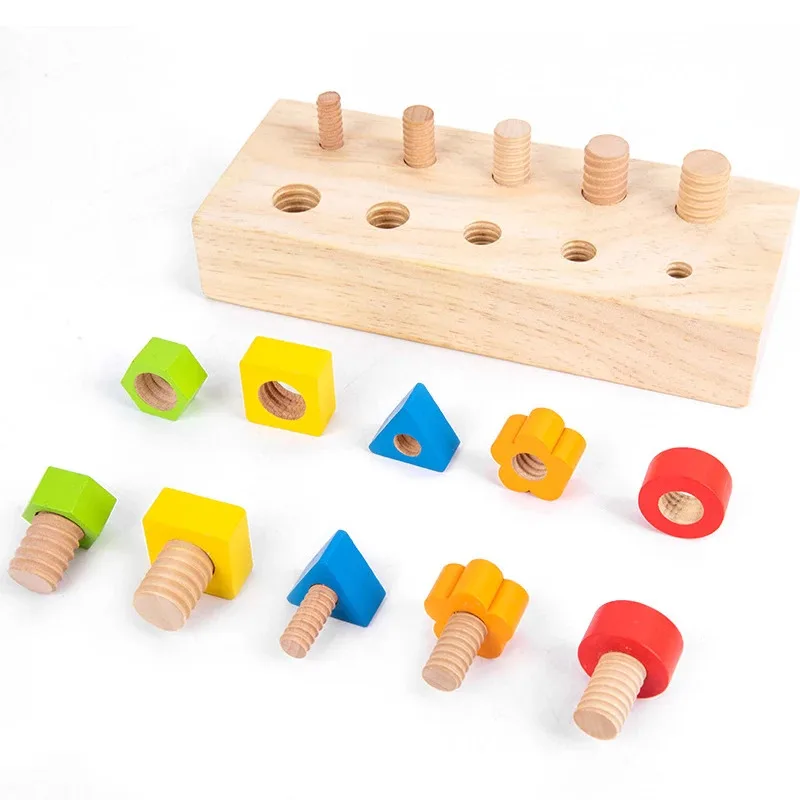 Boulons à écrou en bois pour enfants, jouet en forme de couleur, motricité Fine, planche à vis, taille assortie, jeu de Cognition, jouets sensoriels éducatifs