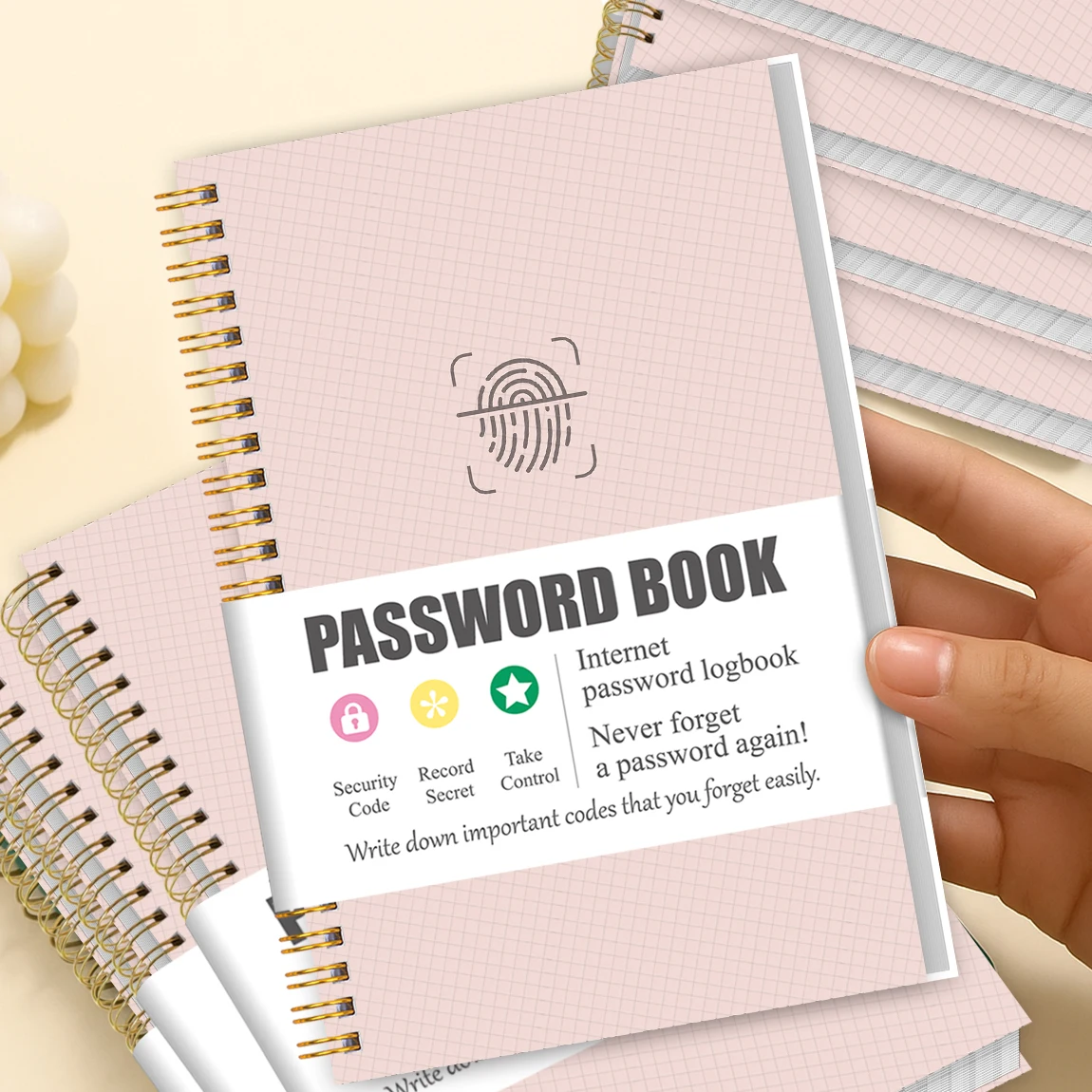 A6 Password Book Spiral Notebook Password Logbook with Address Birthday Emergency Contacts Pocket Size