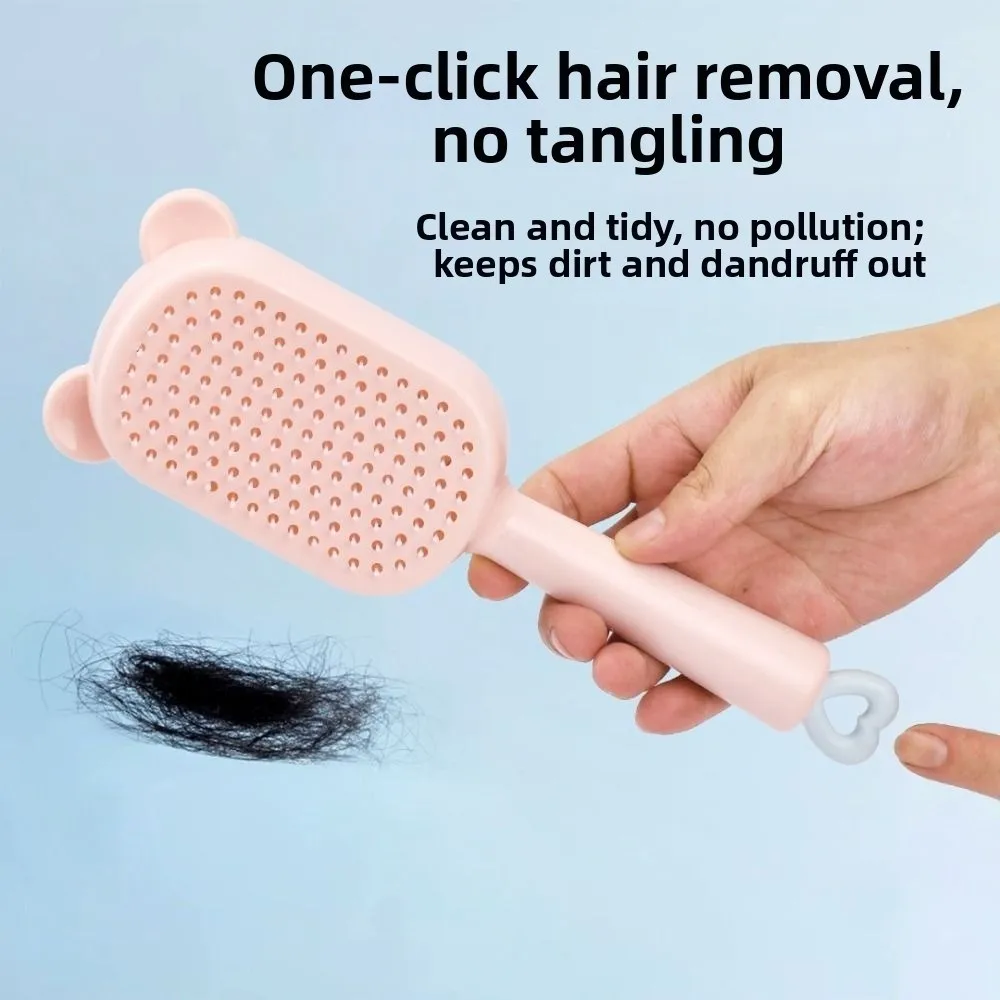 Plastic Self-Cleaning Hair Brush Self-Cleaning Anti-Static Retractable Hair Brush Retractable Scalp Massage Comb Wet Dry Styling
