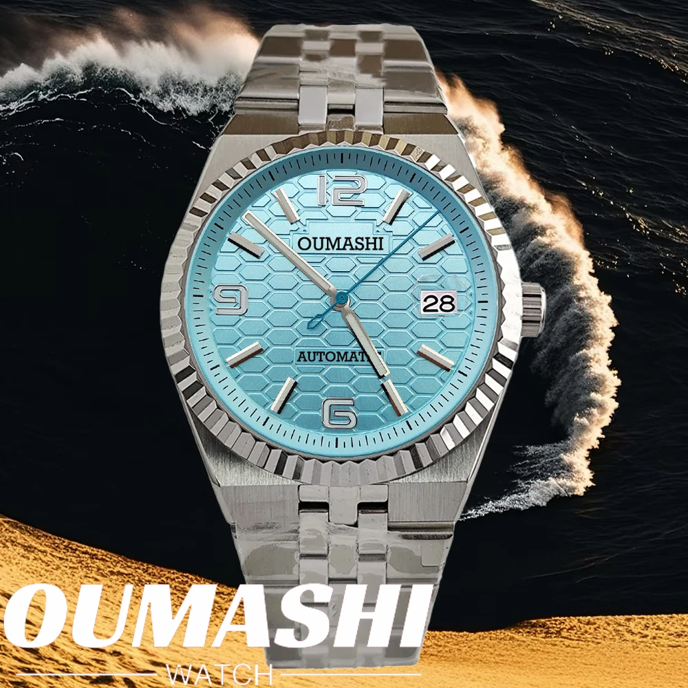 customized Watch Men Stainless Steel Business 40mm NH35 Movement 10BAR Waterproof Clock Fashion Honeycomb Calendar Wristwatches