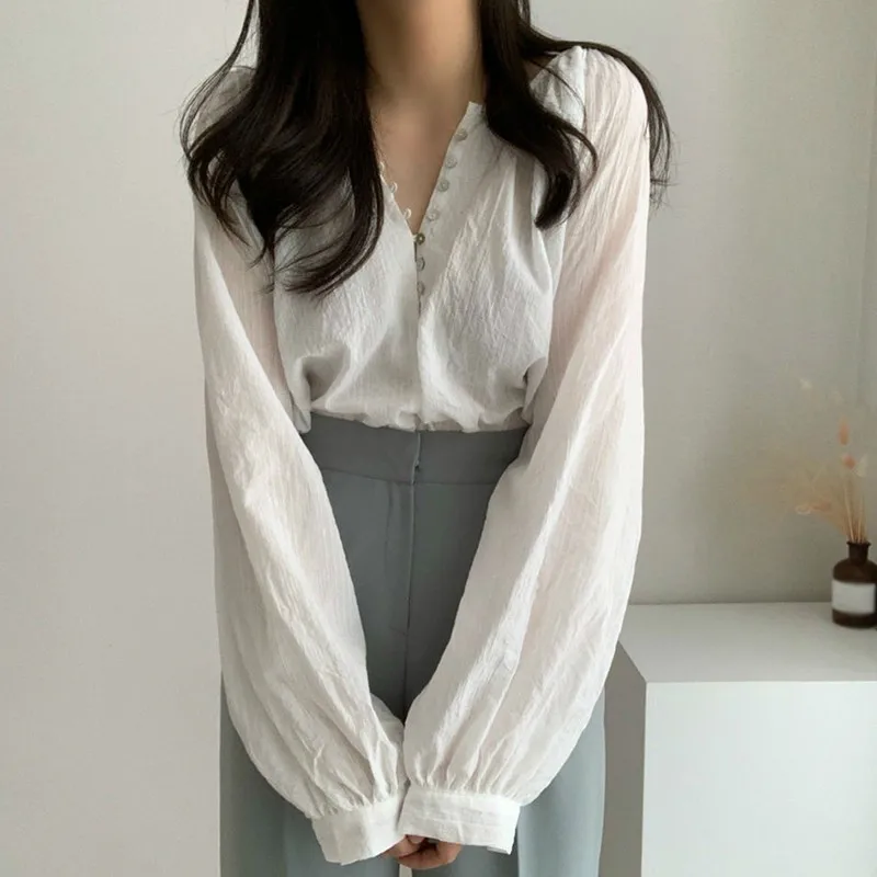 Spring Summer Elegant Vintage Office Lady Fashionable Korean FashionWomen\'s Blouses Wild Shirts Tops