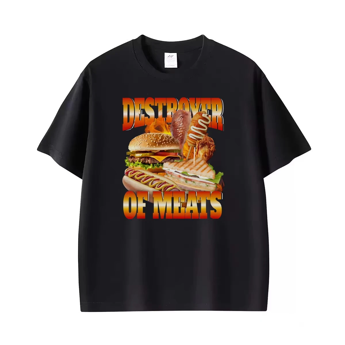 Destroyer of Meats Funny 4th of July 90s Vintage T Shirts Men Women Clothing Fashion Cotton Casual Oversized T-shirts Streetwear