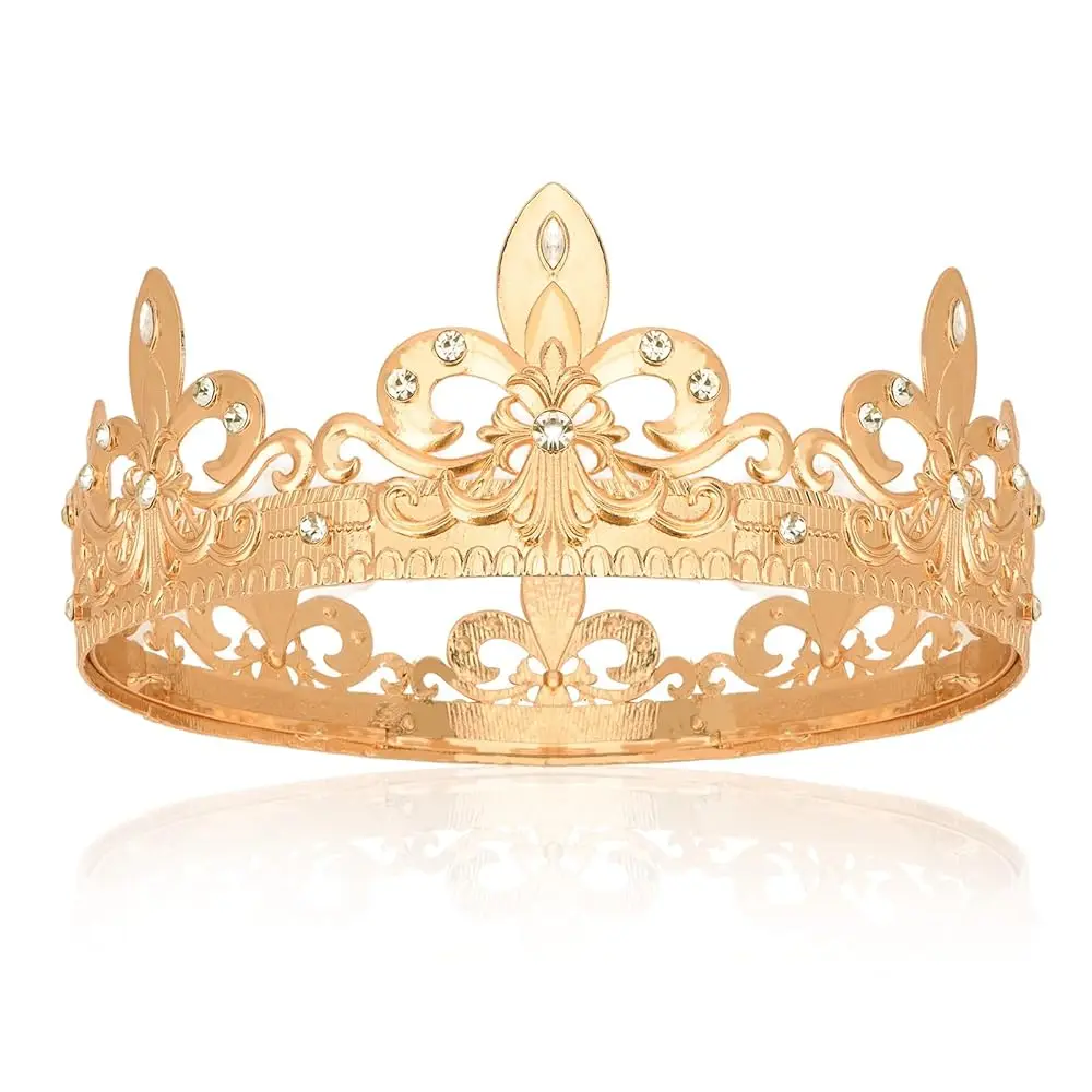 Corona de Rey para Hombre, Tiara Regal de Rey/Reina, Diadema de Príncipe, Tocado Medieval, Accesorio de Disfraz para Cumpleaños, Baile de Graduación, Halloween, Cosplay