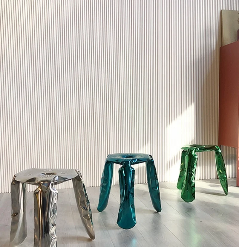 Commercial and Home Use Mirror Surface Inflatable Stainless Steel Expandable Stool Designer Style
