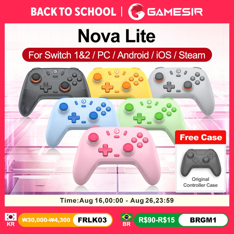 GameSir Nova Lite Gamepad para Nintendo Switch 2/1 PC iOS Android Steam Controlador de Juego Conectividad Tri-modos Palancas de Efecto Hall