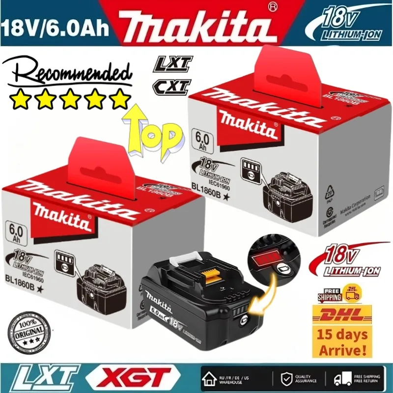

100% Original Makita 6Ah/5Ah for Makita 18V Battery BL1830B BL1850B BL1850 BL1840 BL1860 BL1815 Replacement Lithium Battery