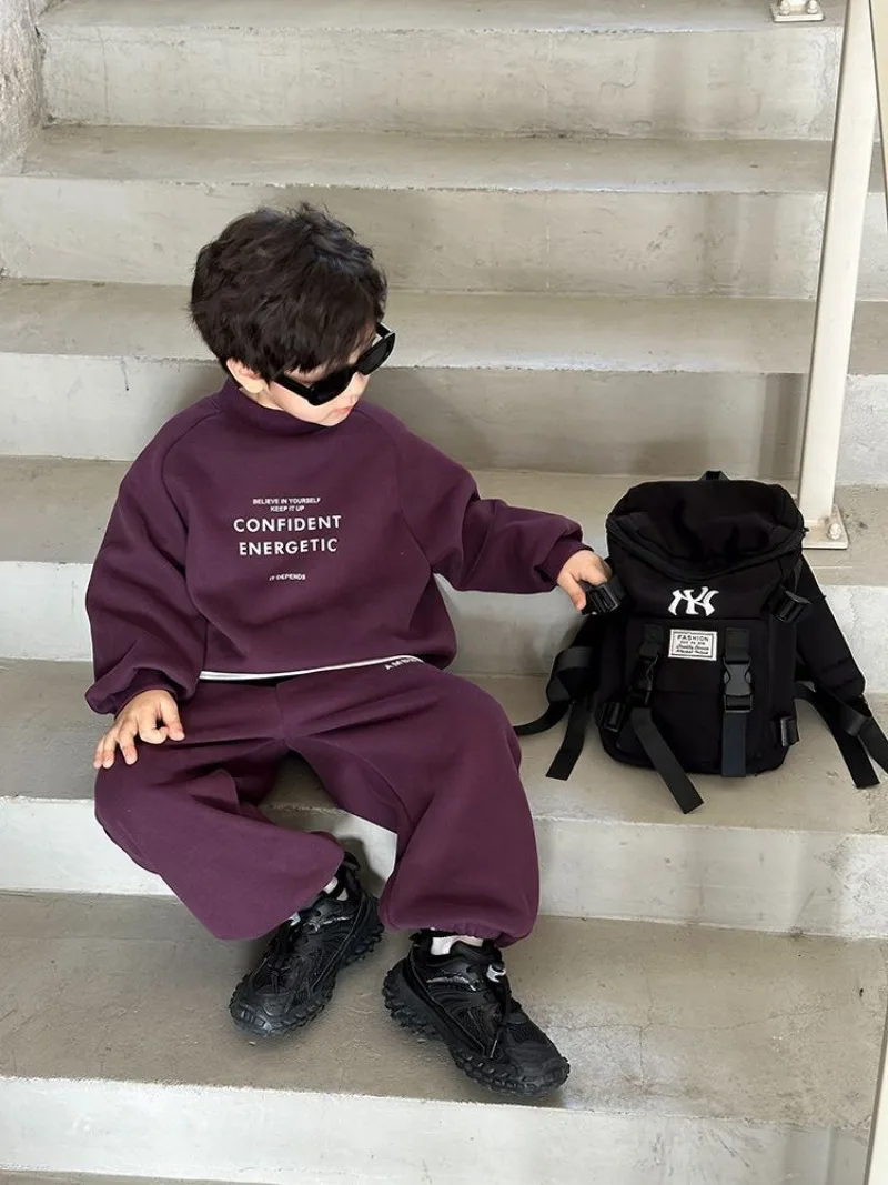 RAISE Winter-Set für Teenager-Jungen, 2-teiliges Kleidungsset, Sweatshirt mit Buchstabenmuster und Fleece-Unterhose, warmes, dickes Kinder-Outfit für Jungen. – Detail 21