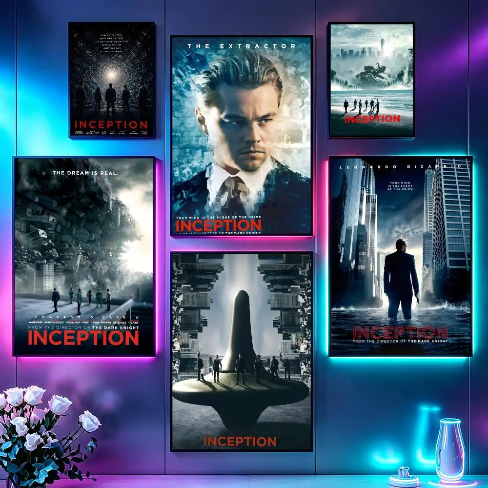 Movie InceptionS Poster Poster Sci Fi Cyberpunk HD Self Adhesive Wall Print Futuristic Home Game Room Decor Gift