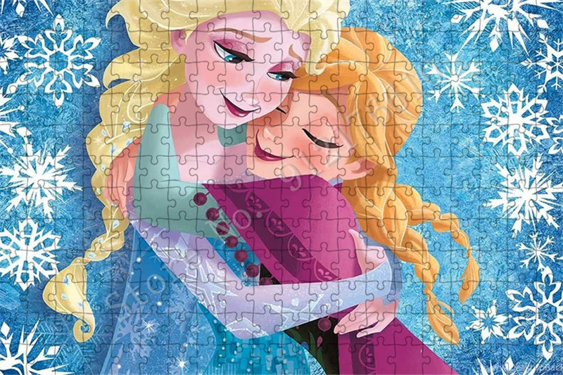 Elsa and Anna Frozen Sisters Disney Princess Jigsaw Puzzle 300/500/1000 Pics Puzzles for Adult Cartoon Art Game Diy Crafts Decor