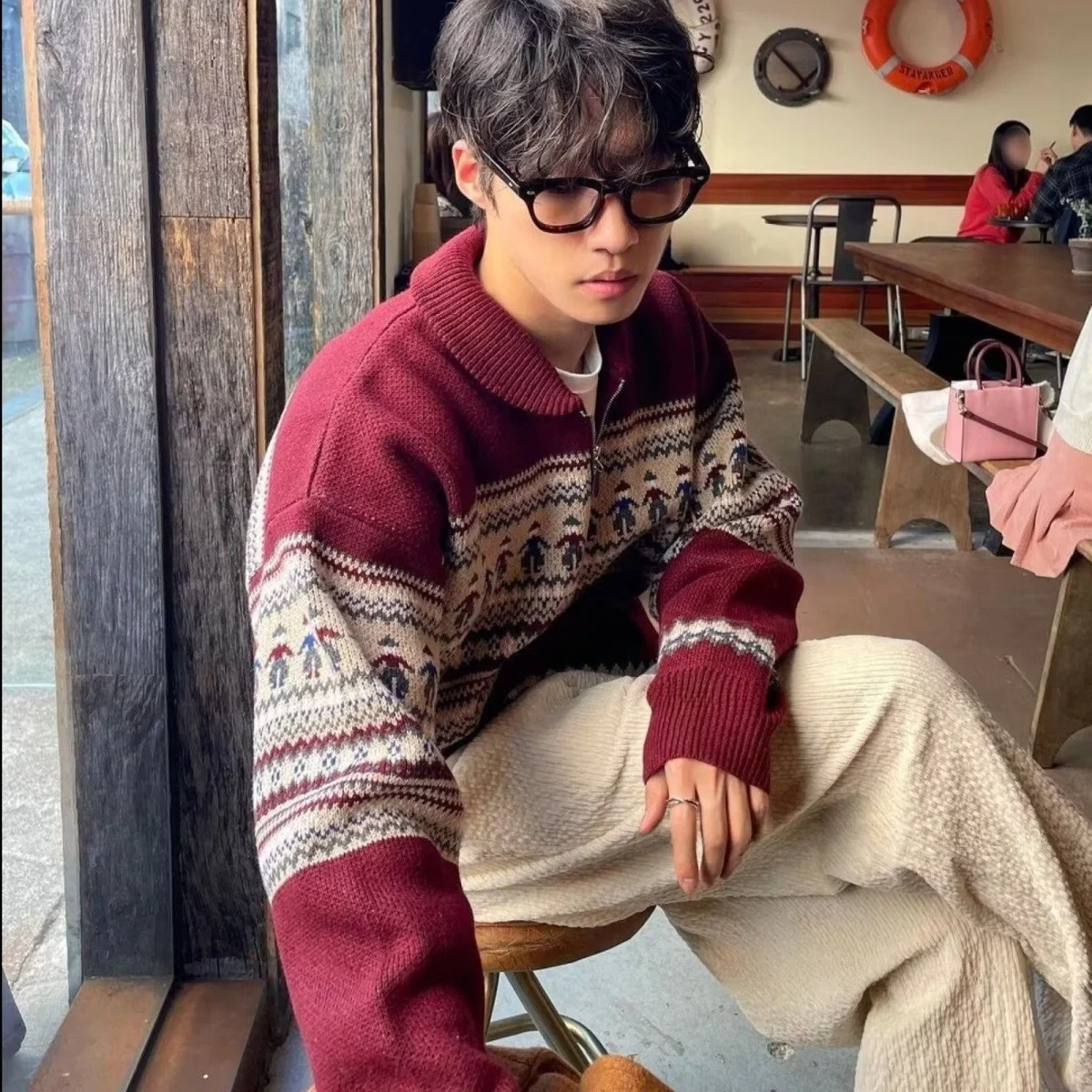 

Мужской трикотаж с воротником, весенне-осенний трикотаж для мальчиков, нейтральный сарафан, зима, длинный свеч, мягкий полиэстер, повседневная корейская мода