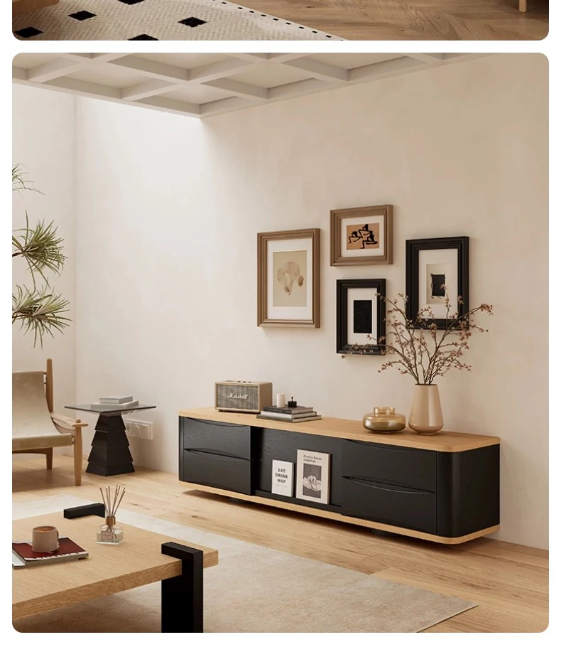 Medieval solid wood TV cabinet French retro storage locker integrated