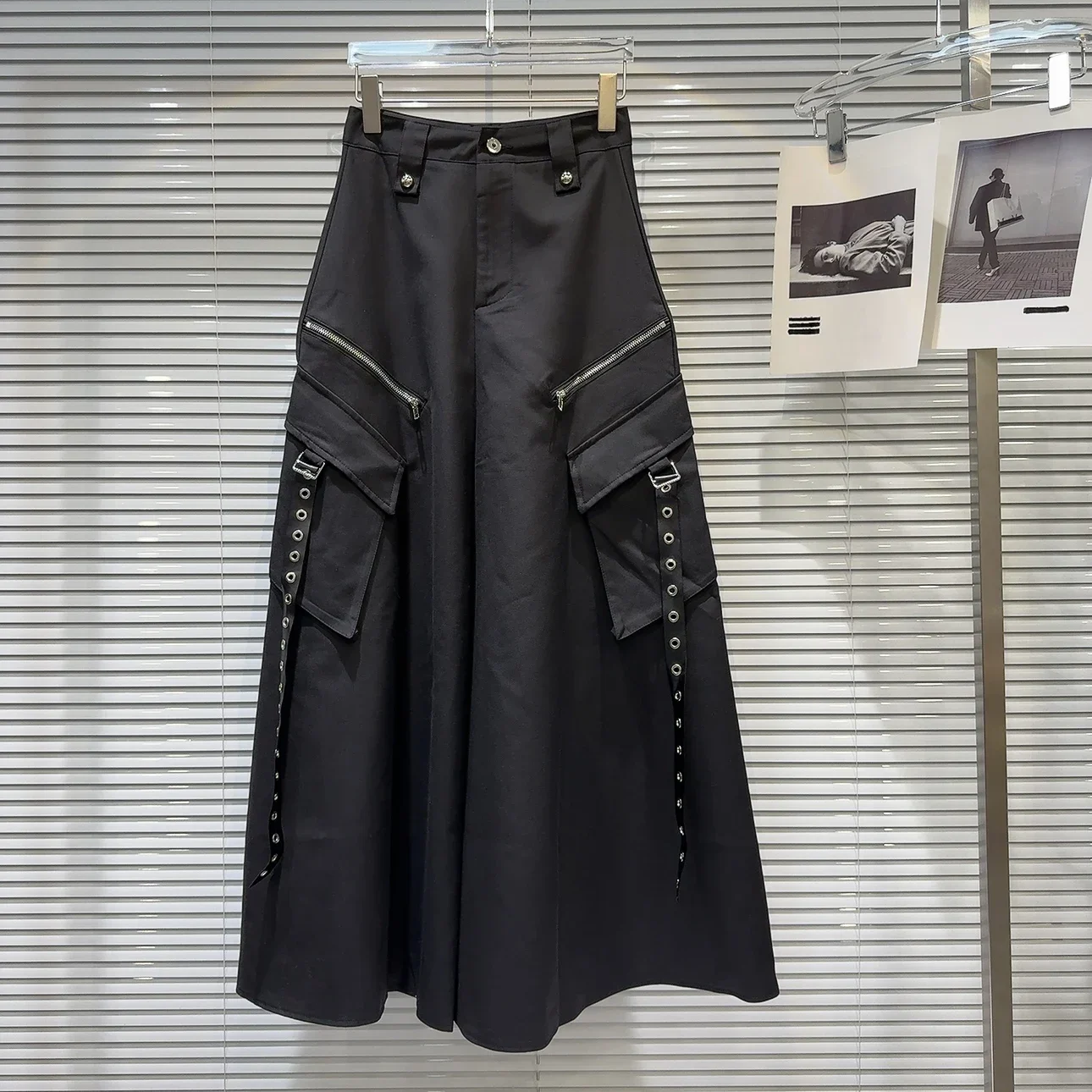

New Fashion Zipper Cargo Skirt Women High Waist A-line Casual Loose Long Skirts Solid Color Streetwear Vintage Clothing Y2k