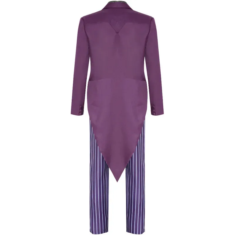 

qa156Аниме Джокер Мортал Комбат 11, костюм для косплея, костюм Purpel, комплект в полоску, брюки, пояс, карнавальные костюмы на Хэллоуин для взрослых мужчин