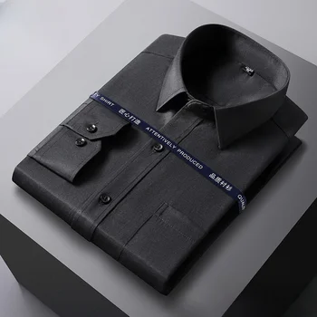 Men Formal Shirt Long Sleeve Office Solid Color Fashion Business Pocket Social Office Blue White Shirts Men's Clothing S-5XL 3 Men Formal Shirt Long Sleeve Office Solid Color Fashion Business Pocket Social Office Blue White Shirts Men's Clothing S-5XL 3