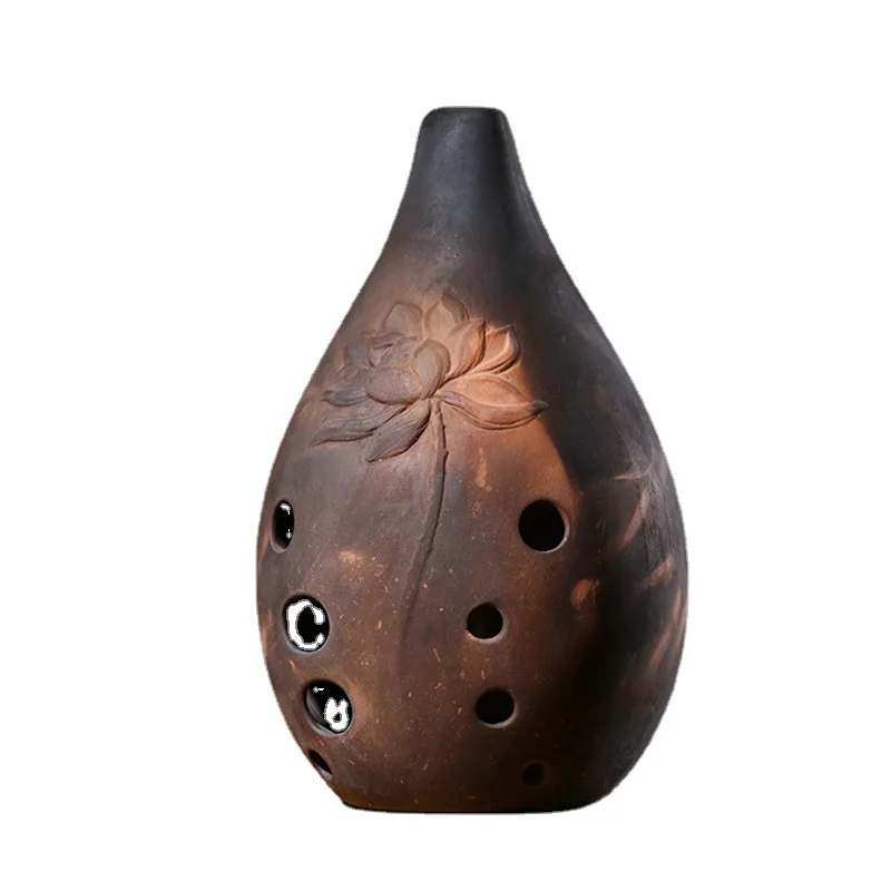 

10 Holes Ceramic Xun Ocarina Vintage Smoked Tao Xun Ocarinas E F G Tone Music Flute Chinese Traditional Musical Instrument Gifts