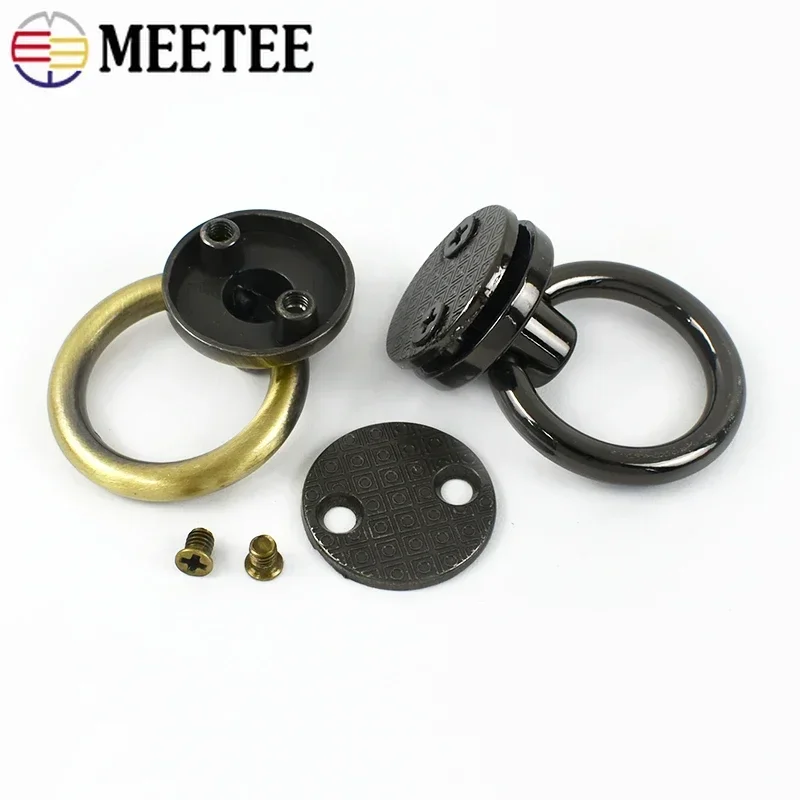 Meetee 5/10pcs 20mm O Ring Hook Buckle Metal Rivet Clip Screws Bag Strap Handle Hang Buckles DIY Chain Side Clasp Hardware