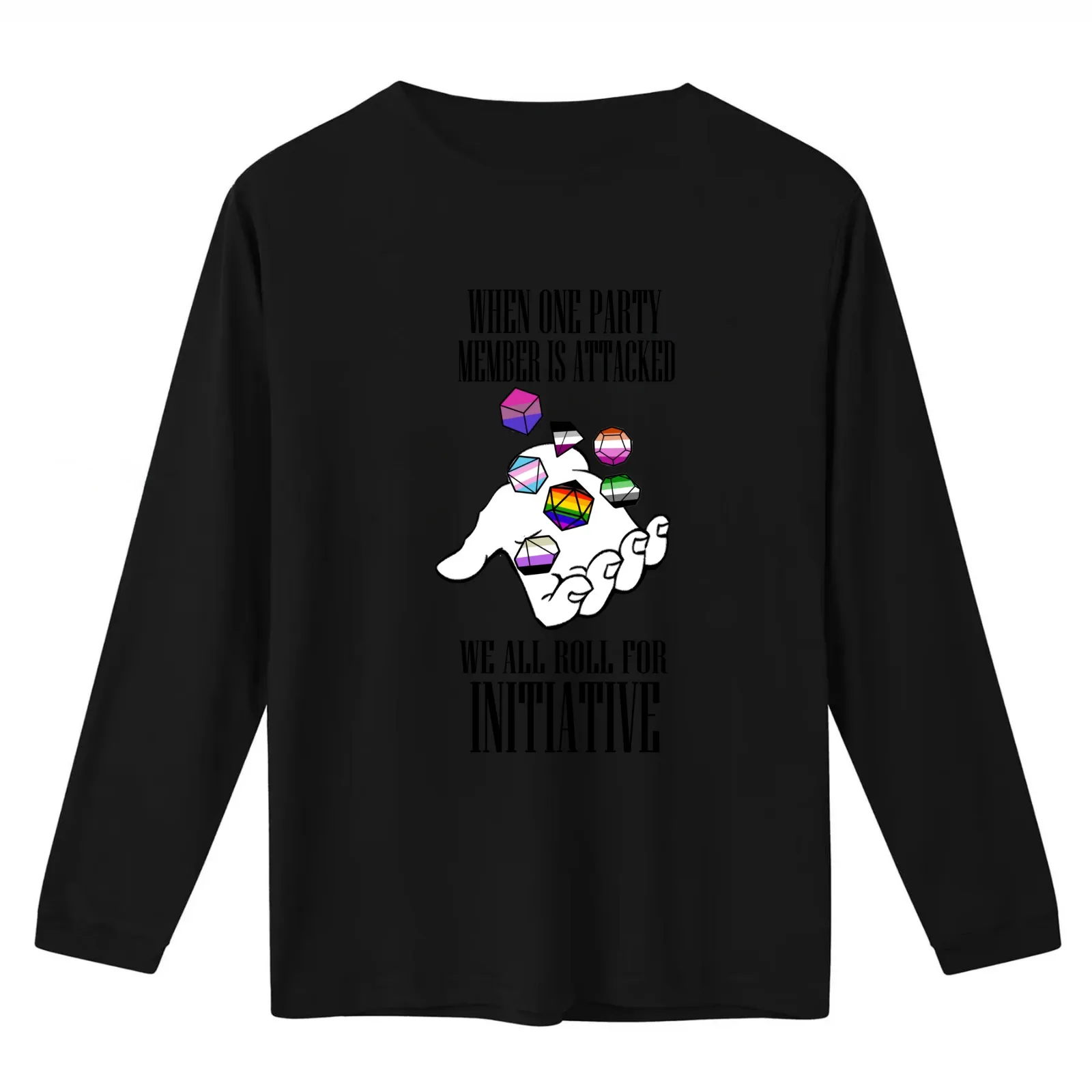 Roll for Initiative! Pride ver. 1 T-Shirt Summer Casual Cotton Tee Oversized Streetwear Tops Vintage Graphic Print