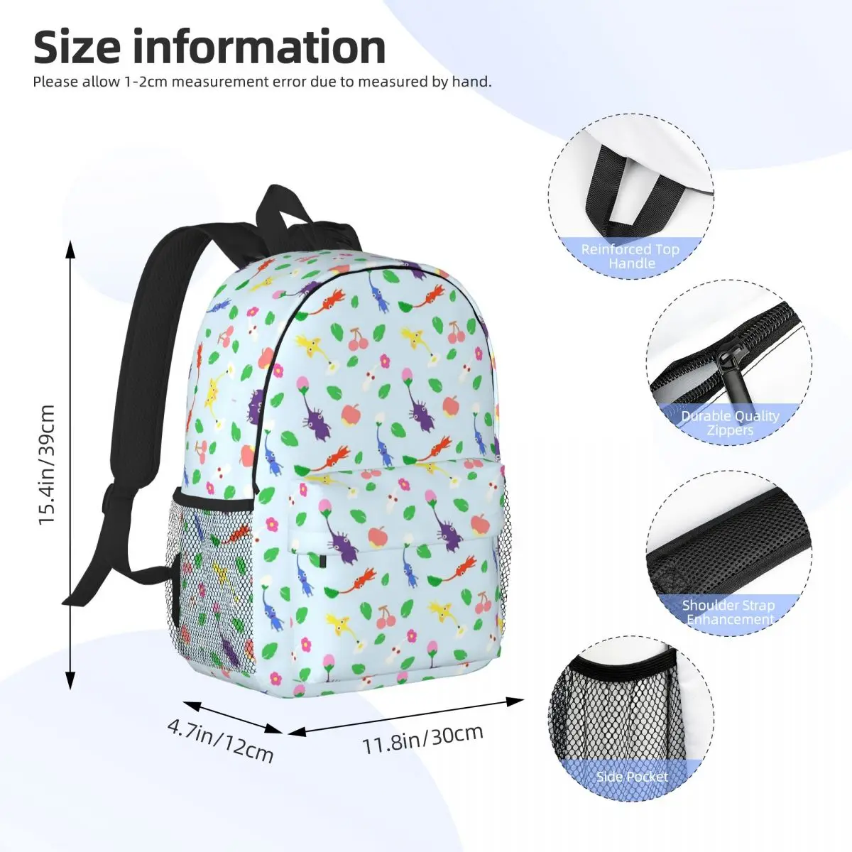 Sac à dos Pikmin pour adolescents, cartable pour étudiants, sacs d'école, sac à dos pour ordinateur portable, sac initié, grande capacité, mode