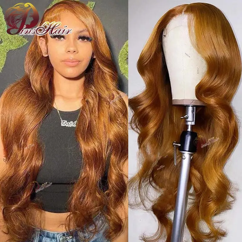 Ginger Blonde Colored Body Wave Human Hair Wig 13x4 Lace Front Wigs Human Hair Pre Plucked HD Transparent Lace Wig for Woman