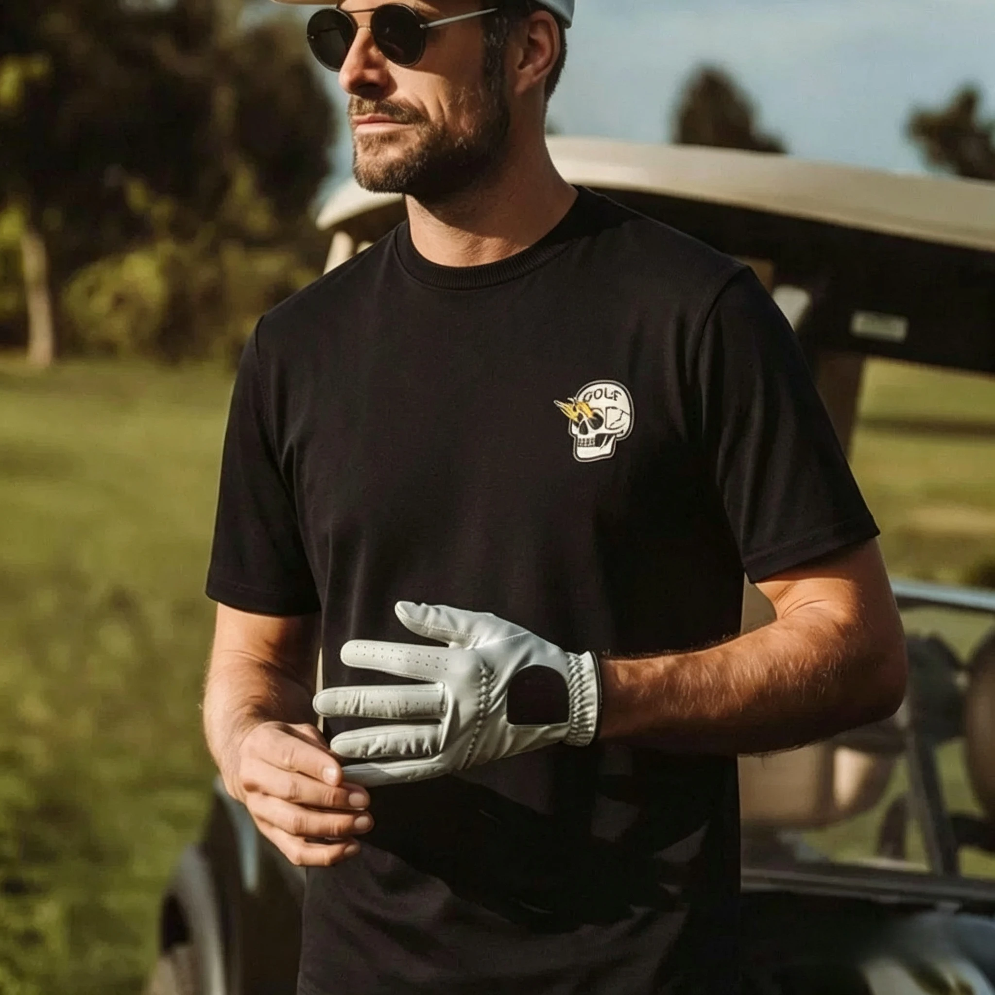 2026 Breathable Quick-Dry Golf Short-Sleeved T-Shirt for Men Skull-Printed Casual Fashionable Multi-Complimenting Top