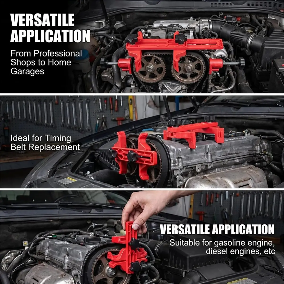 Winter Essential 9 PCS Camshaft Locking Tool Kit, Universal DOHC Engine Timing Sprocket Clamp Set, for Most Cars