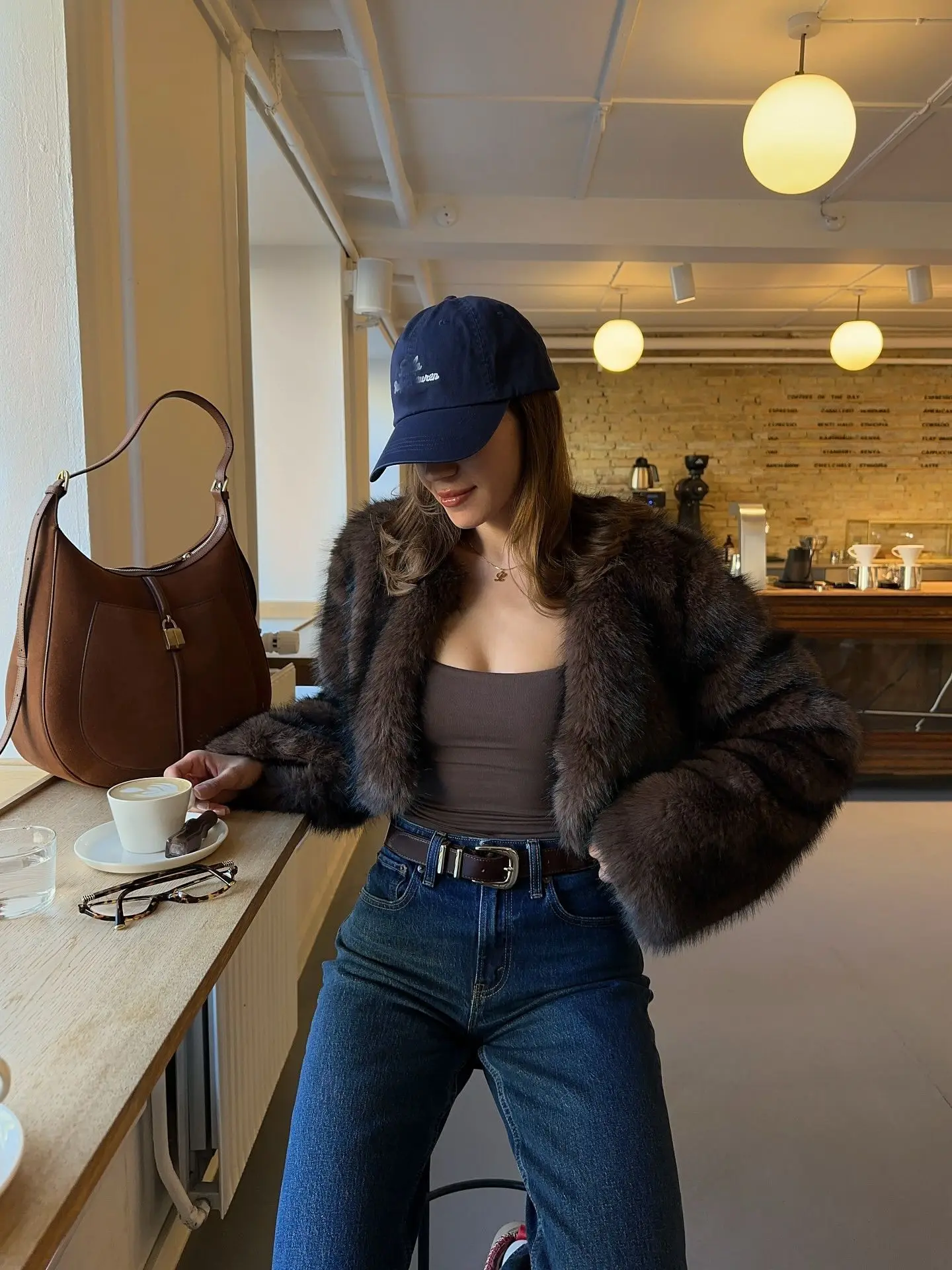 

Spicy Girl Fur ort Coat Pure Color Versatile Autumn Winter Simulation Fur Jaet Casual Sle Warmth Guaranteed Youth F...