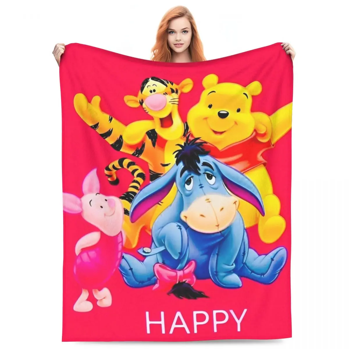 Winnie Pooh Bear Cartoon Blanket Picnic Flannel Throw Blanket For Couch Chair Soft Warm Design Quality Bedspread Birthday Gift