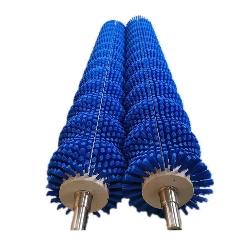 Custom Nylon Brush Roller, Metal Shaft, Cylindrical Industrial Brush, for Glass Washing Machines and Fruit and Vegetable