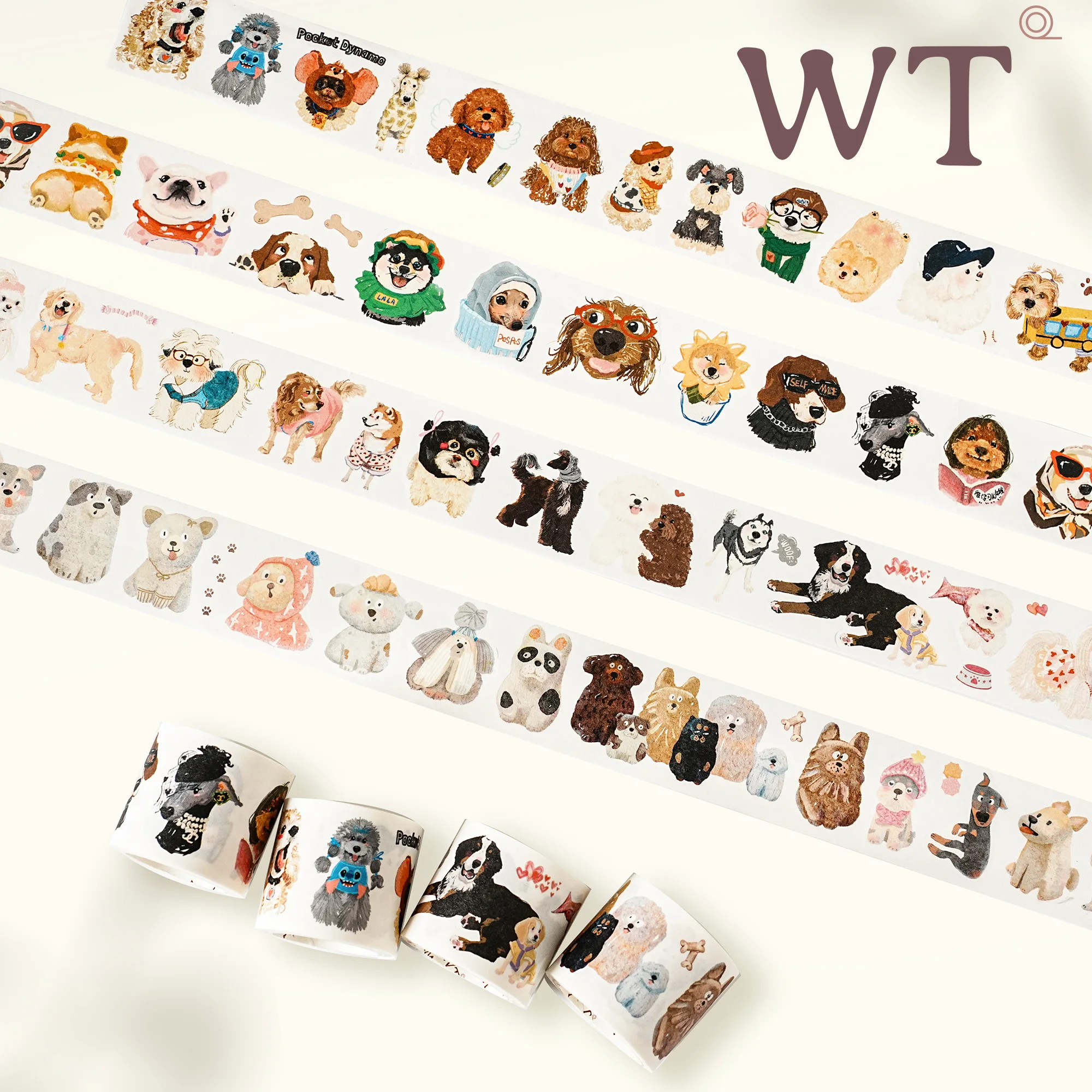 WT Studio Vintage encantador perro ambiente diario Washi PET cinta para Plan fabricación de tarjetas DIY Scrapbooking Plan pegatina decorativa