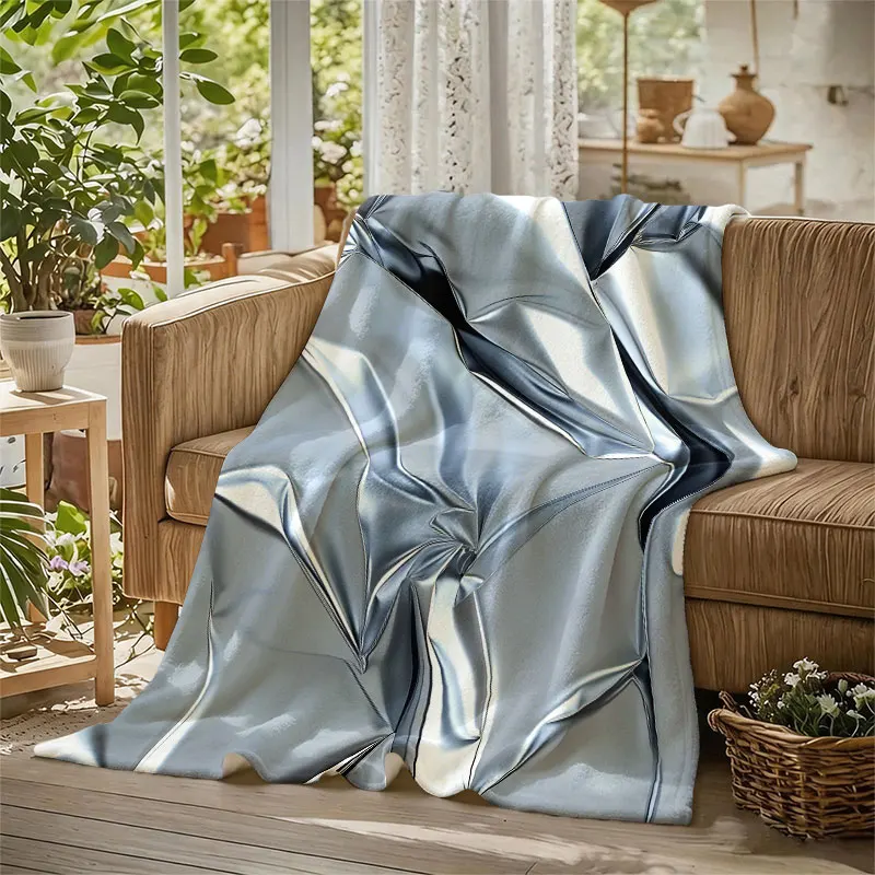 Silver Foil Texture Flannel Blanket Warm Soft Halloween Christmas Decorative Couch Warm Cozy All-Season Gift
