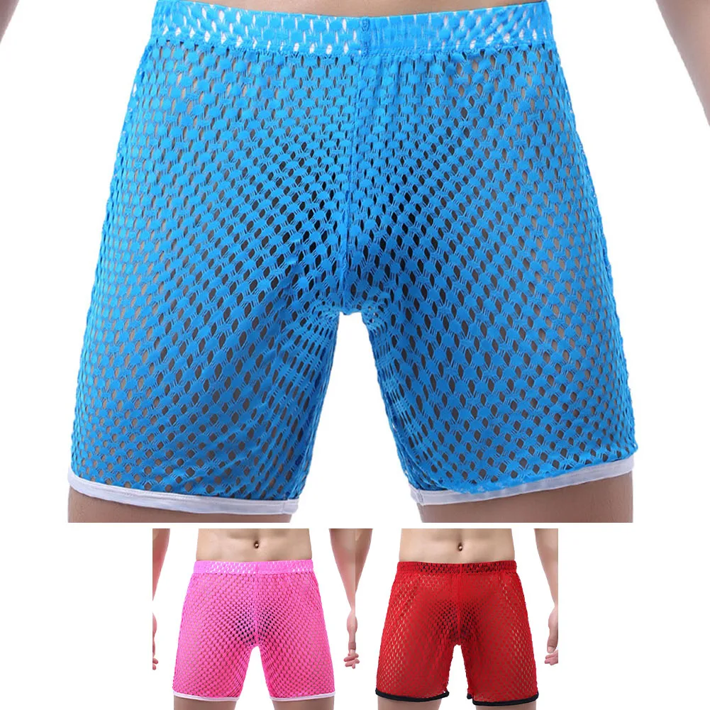 

Men Sexy Boxers Briefs Breathable Mesh Sports Underpants Loose Boxer Short Man Underwear Comfortable