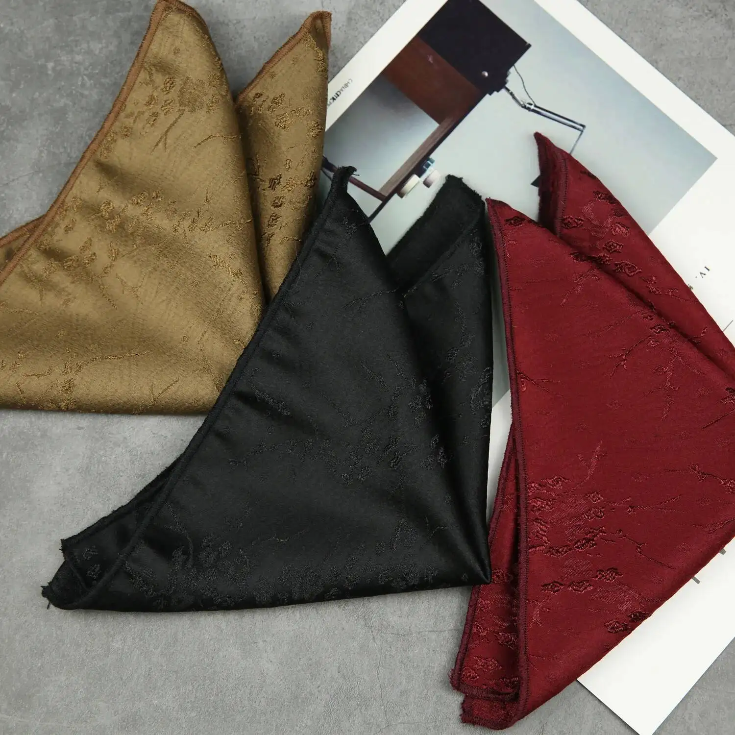Men's Black & White Floral Pattern Pocket Square Handkerchief