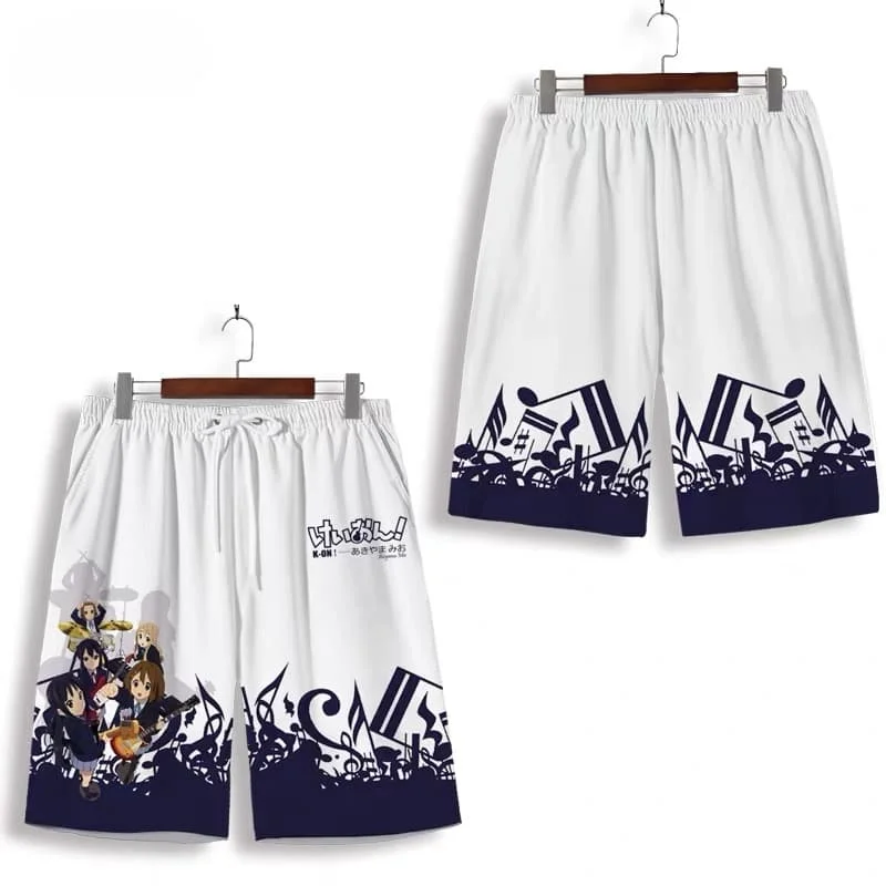 

K-On! Anime Print Beach Shorts Men's Ho-kago Tea Time Casual Board Shorts Summer Breathable Streetwear for Anime Family Fans