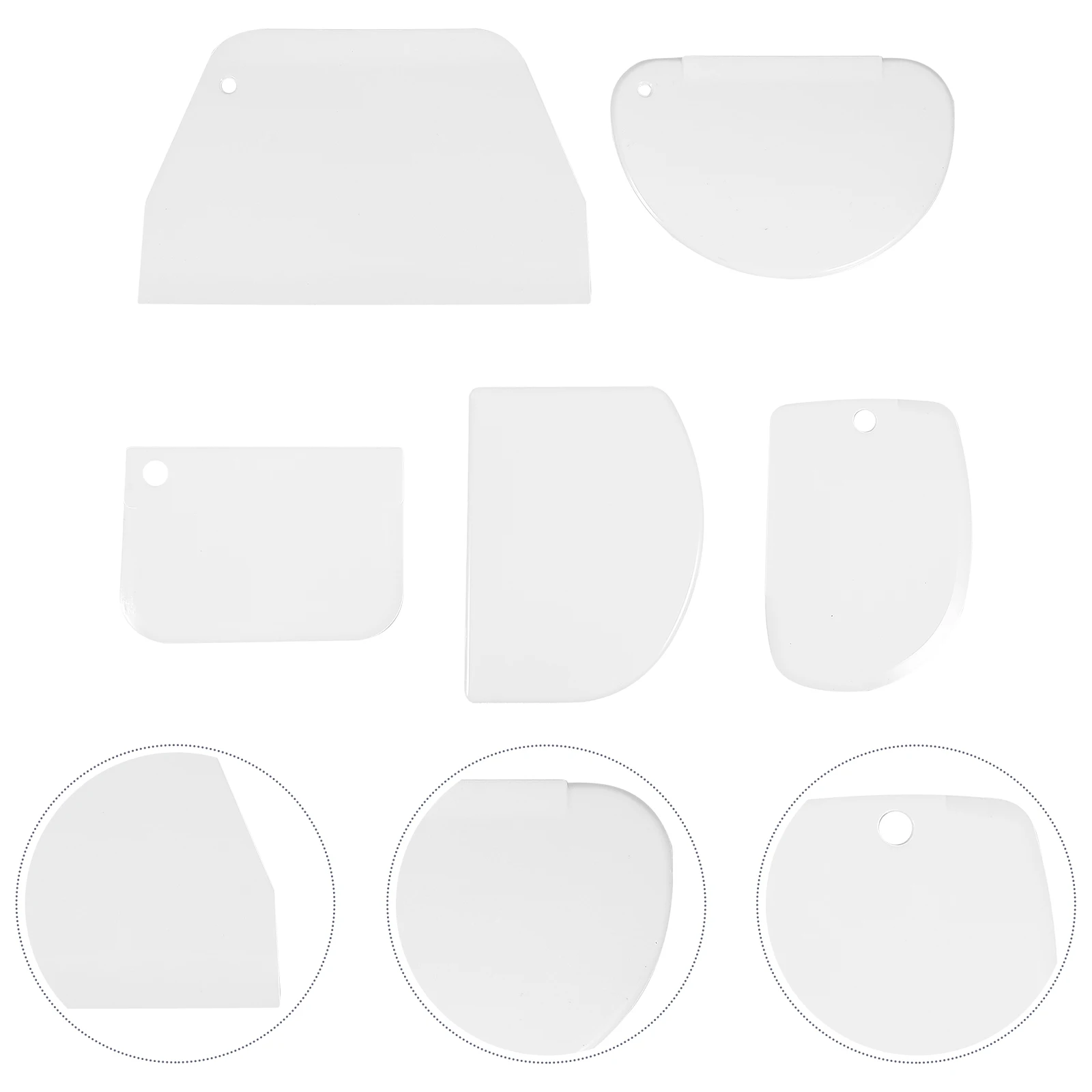 

5pcs Scraper Set Triangle Large White D Type Rectangle Baking Pastry Kitchen Dough Fruit Chopper Safe Eco