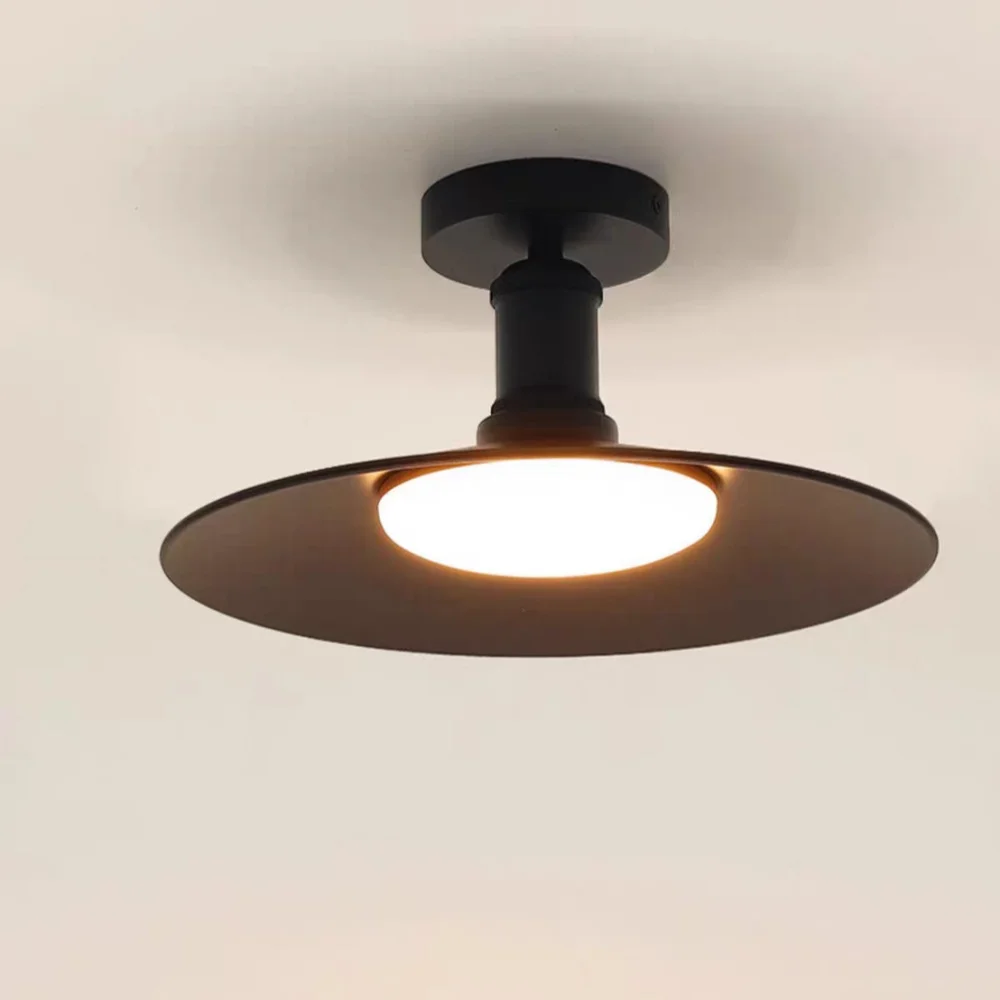 Modern Ceiling Light Black Semi Flush Mount Ceiling Light Industrial Retro Exterior Ceiling Lamp for Entryway Porch Hallway
