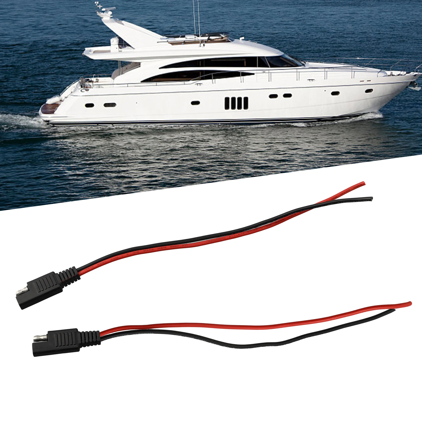 18AWG SAE Single Ended Cable Set Male Plus Female Connectors for 12V DC Power Transfer in Automotive and Renewable Energy
